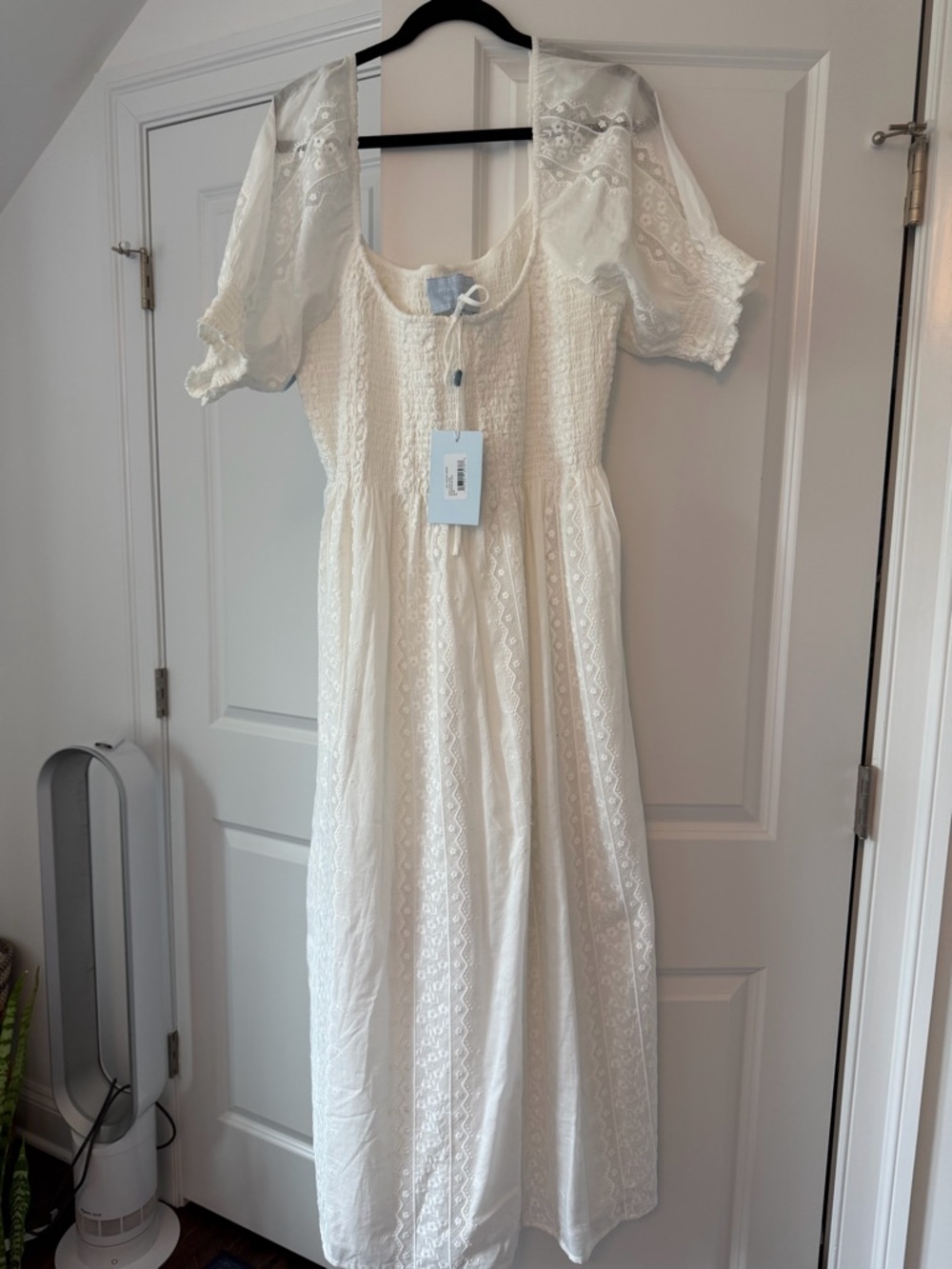 BNWT Hill House Madeline Nap Dress- White Eyelet Puff Sleeve Midi Dress